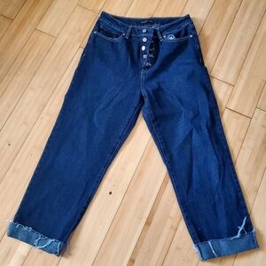 Sincerely Jules Blue Ankle Cropped Jeans with Raw Hem size 7/28